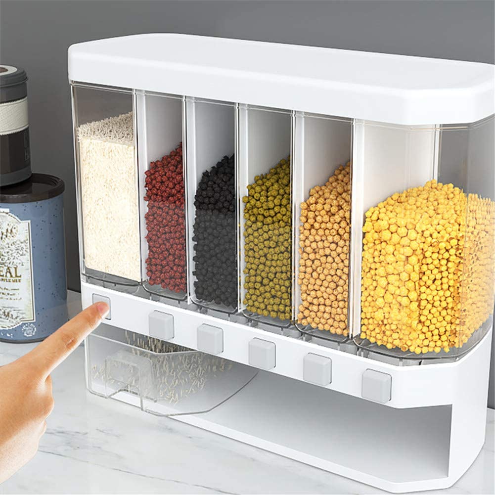 Push button wall mounted food dispenser