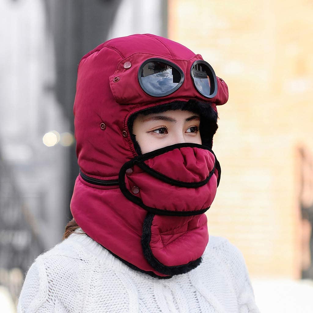Winter Trapper Hat Covers Your Entire Head, and Has Integrated Sunglasses - Winter hat with face mask and goggles