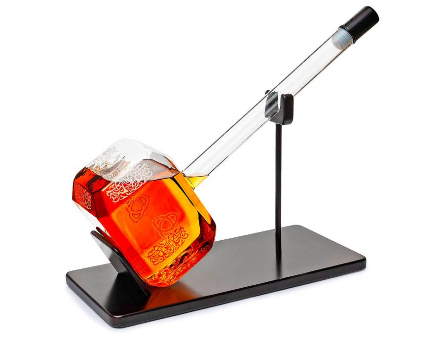 Giant Glass Thors Hammer Whiskey Decanter