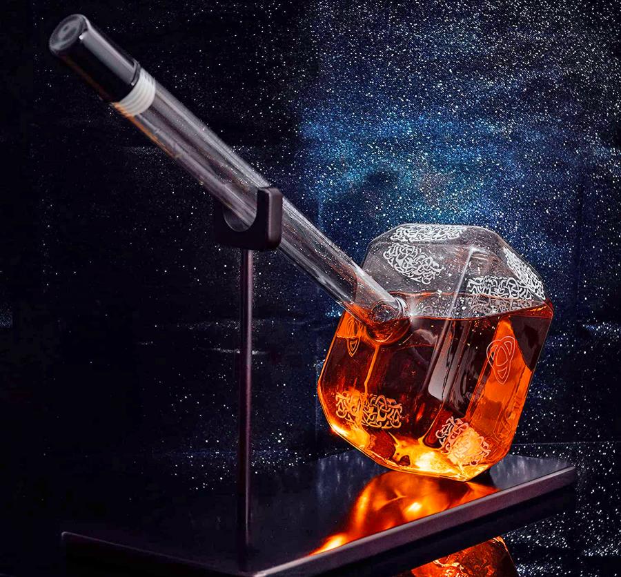 Giant Glass Thors Hammer Whiskey Decanter