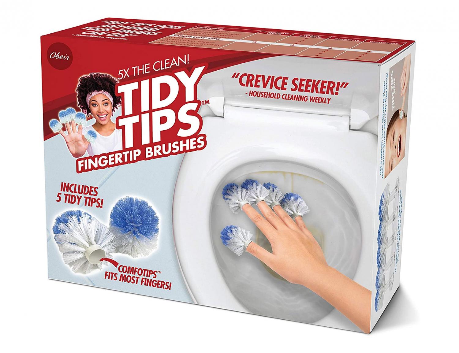 Tidy Tips Fingertip Toilet Brushes - Tiny toilet brushes for your fingers