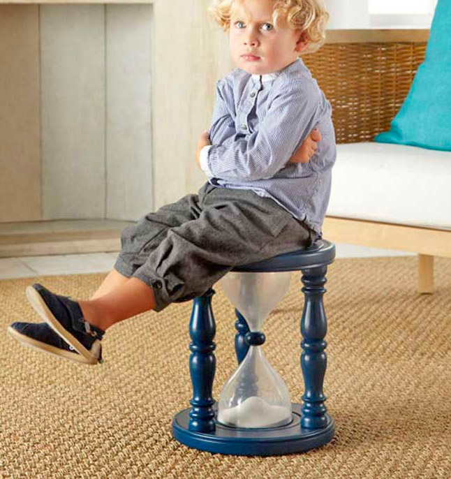 Time Out Sand Timer Stool - Kids time-out stool with hourglass sand timer