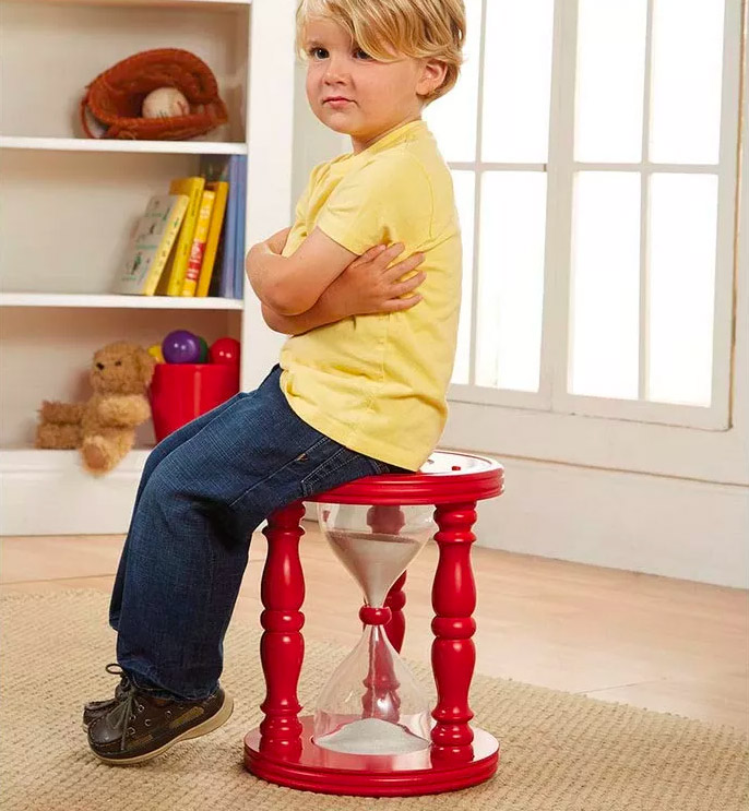 This Hourglass Time Out Stool Has An Integrated Sand Timer For