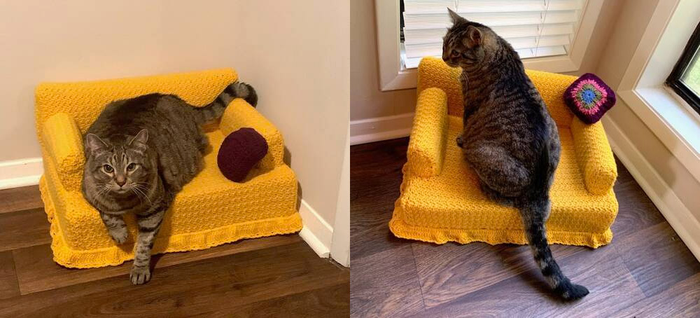 People Are Making Tiny Crochet Cat Couches, And We Can't Get Enough Of Them