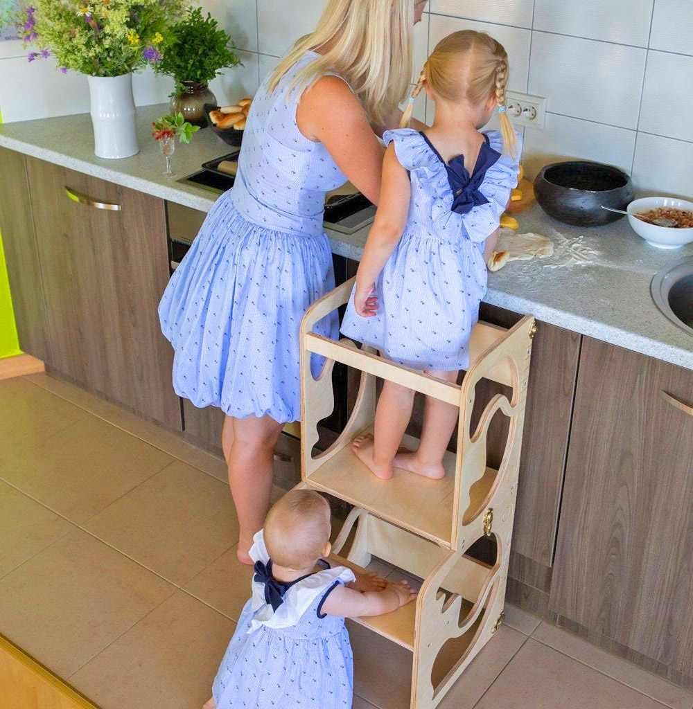 Montessori Kitchen Helper Stool For Toddlers Converts Into a Craft Table