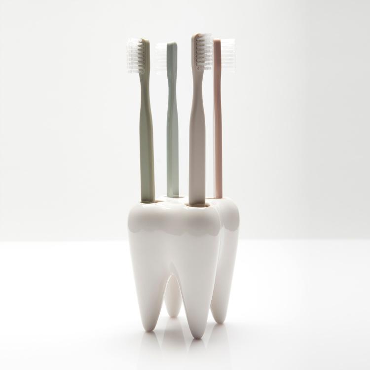 Silver Tooth Shaped Toothbrush Holder