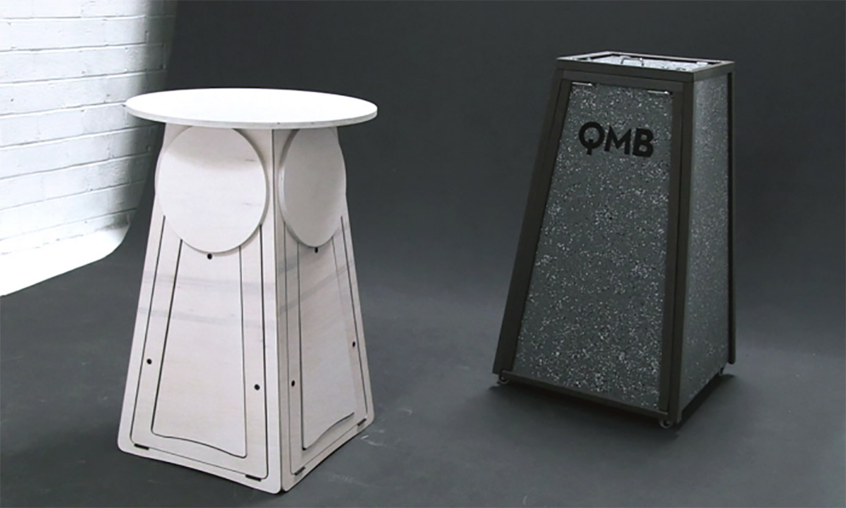 Quad Micro Bar Table - Transforming bar table with hidden stools