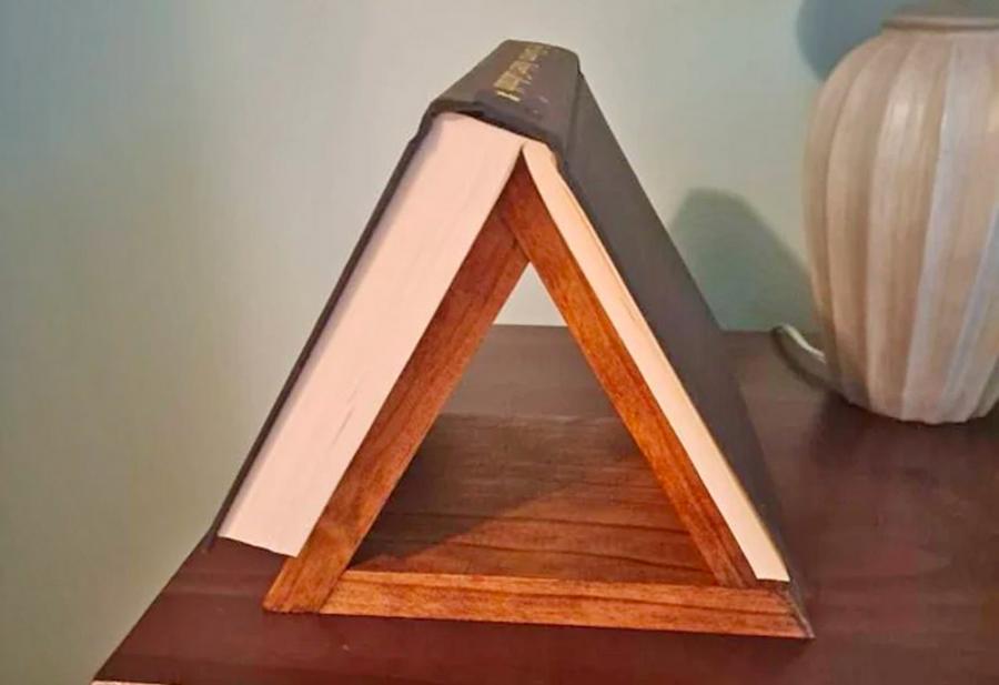 Triangular Wooden Book-holder and Bookmark For Your Nightstand