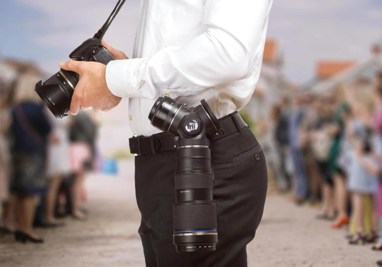 TriLens camera lens hip mount - Camera Lens holster attaches to your belt for quick and easy access to 3 camera lenses