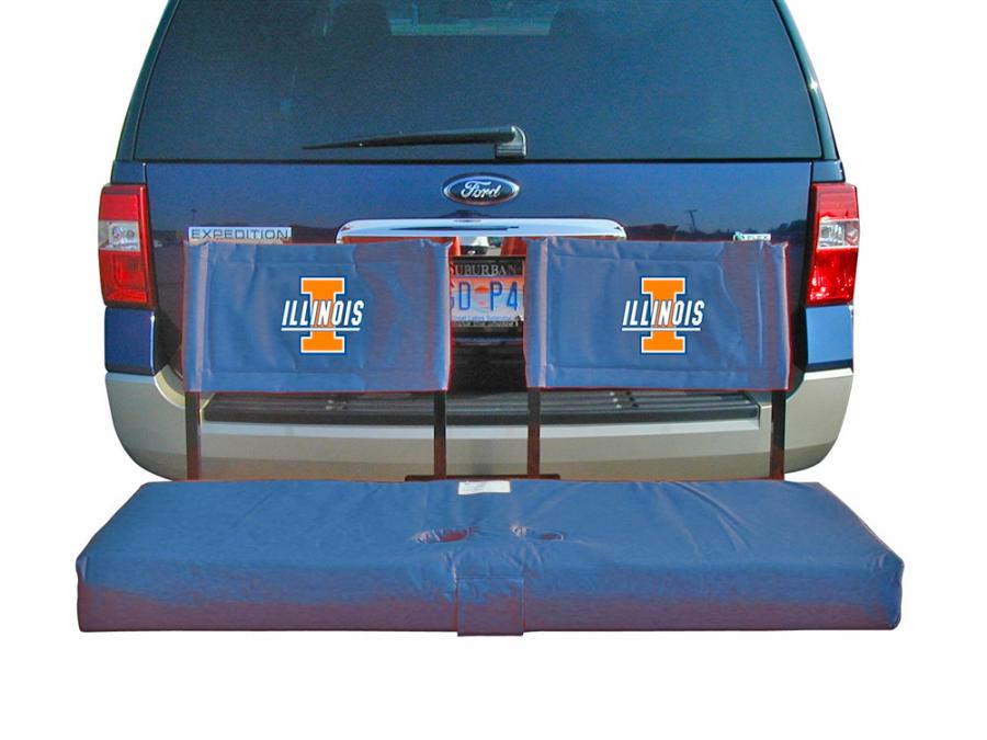 Truck Hitch Cargo Holder Doubles as Seating For Tailgating or Camping - Rivalry Outdoor Portable Cargo Carrier Folding Tailgate Hitch Seat