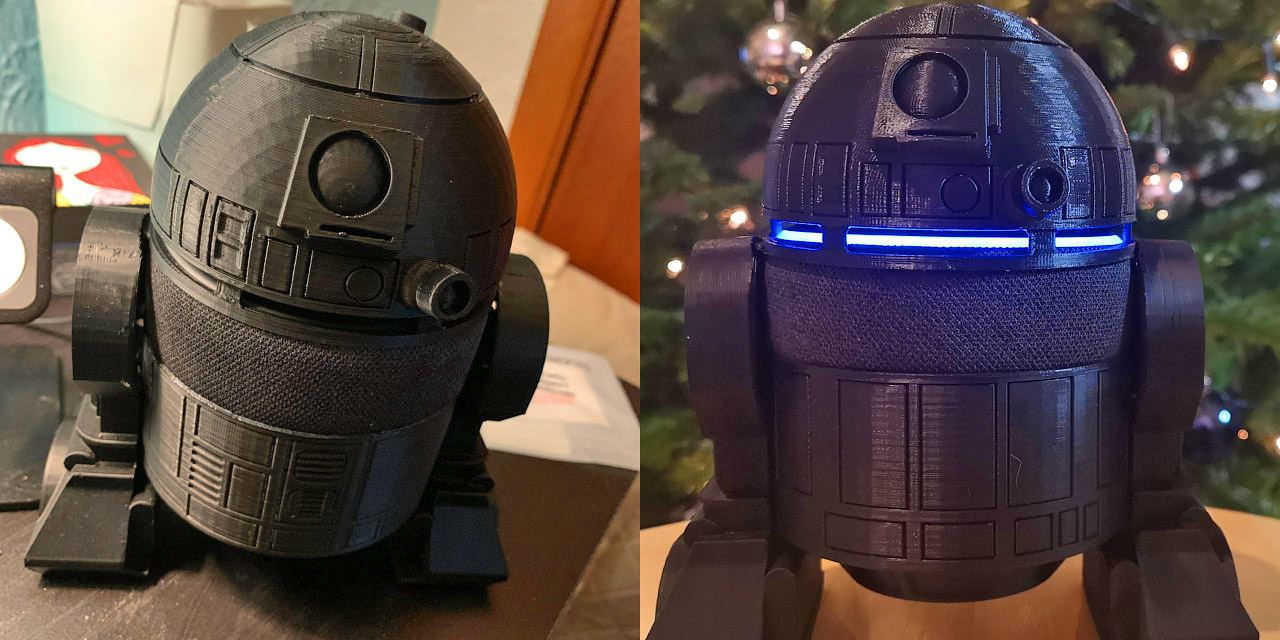 3D Printed Smart Speaker Holder Turns Your Amazon Echo Dot Into Star Wars Character R2-D2
