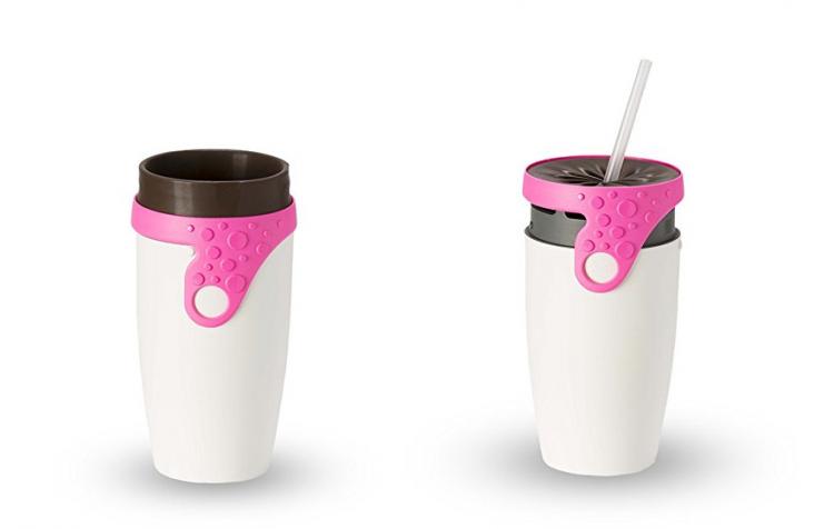 No Cover Twist Top Cup - Leak-Proof Straw - Double-Walled Lidless Twizz Mug