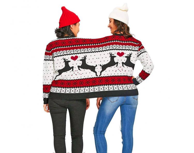 Two Person Connected Ugly Christmas Sweater - Dual-person ugly Christmas sweater