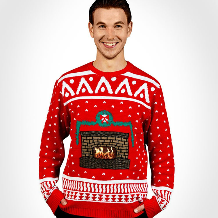 Ugly Christmas Sweater With Animated Fireplace