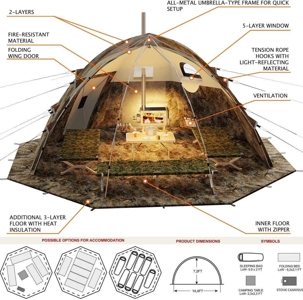 Winter camping clearance tents with stove