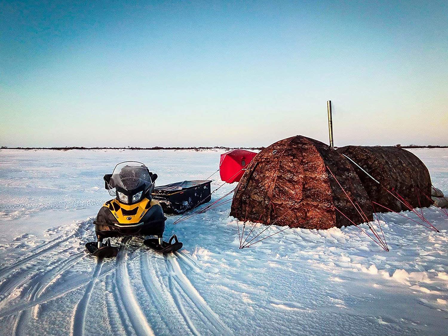 Camping With Steve - Winter Camping With Wood Stove In Ice Fishing