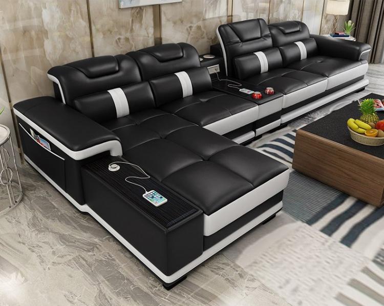 Ultimate Couch - Giant leather sectional couch with integrated massage chair - couch with speakers, couch with bookcase - Incredible Sofa