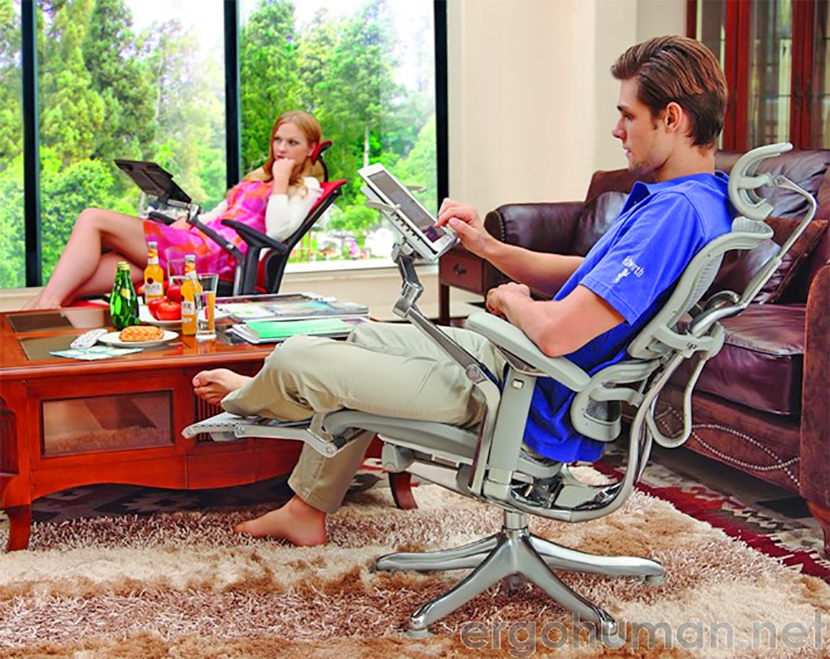 This Ultimate Office Chair Has a Laptop Mount, Leg Rests, and a Head Rest