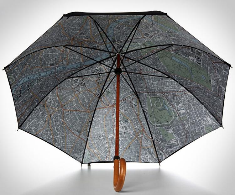 Umbrella With a Map of London on the Inside of It