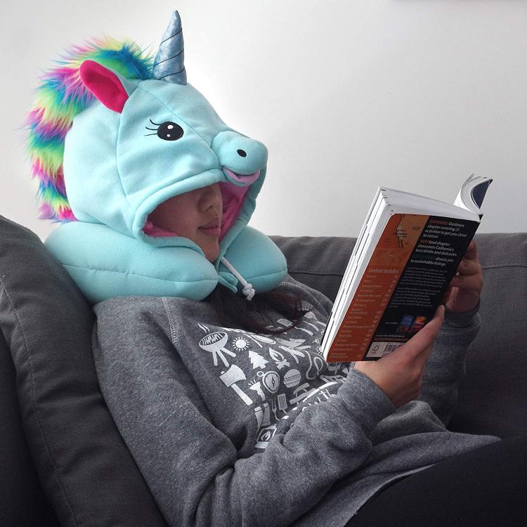 Unicorn neck store pillow with hood