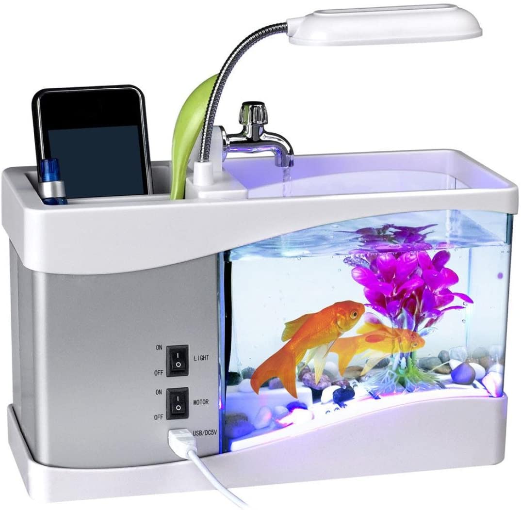 Este mini acuario USB es ideal para relajarte mientras trabajas o estudias.