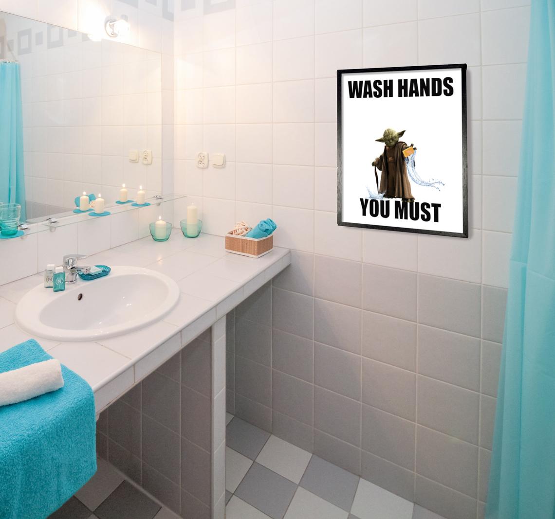 Wash Hands You Must Star Wars Toilet Bathroom Sign - Funny Star Wars Bathroom Sign