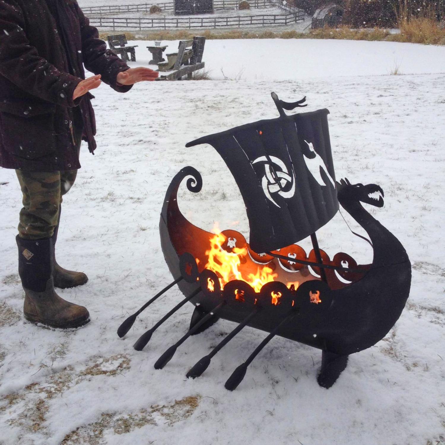 This Viking Ship Fire Pit Will Give You The Manliest Backyard Ever