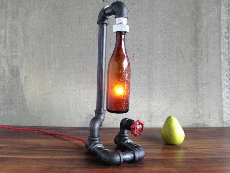 Antique Beer Bottle Vintage Piping Lamp