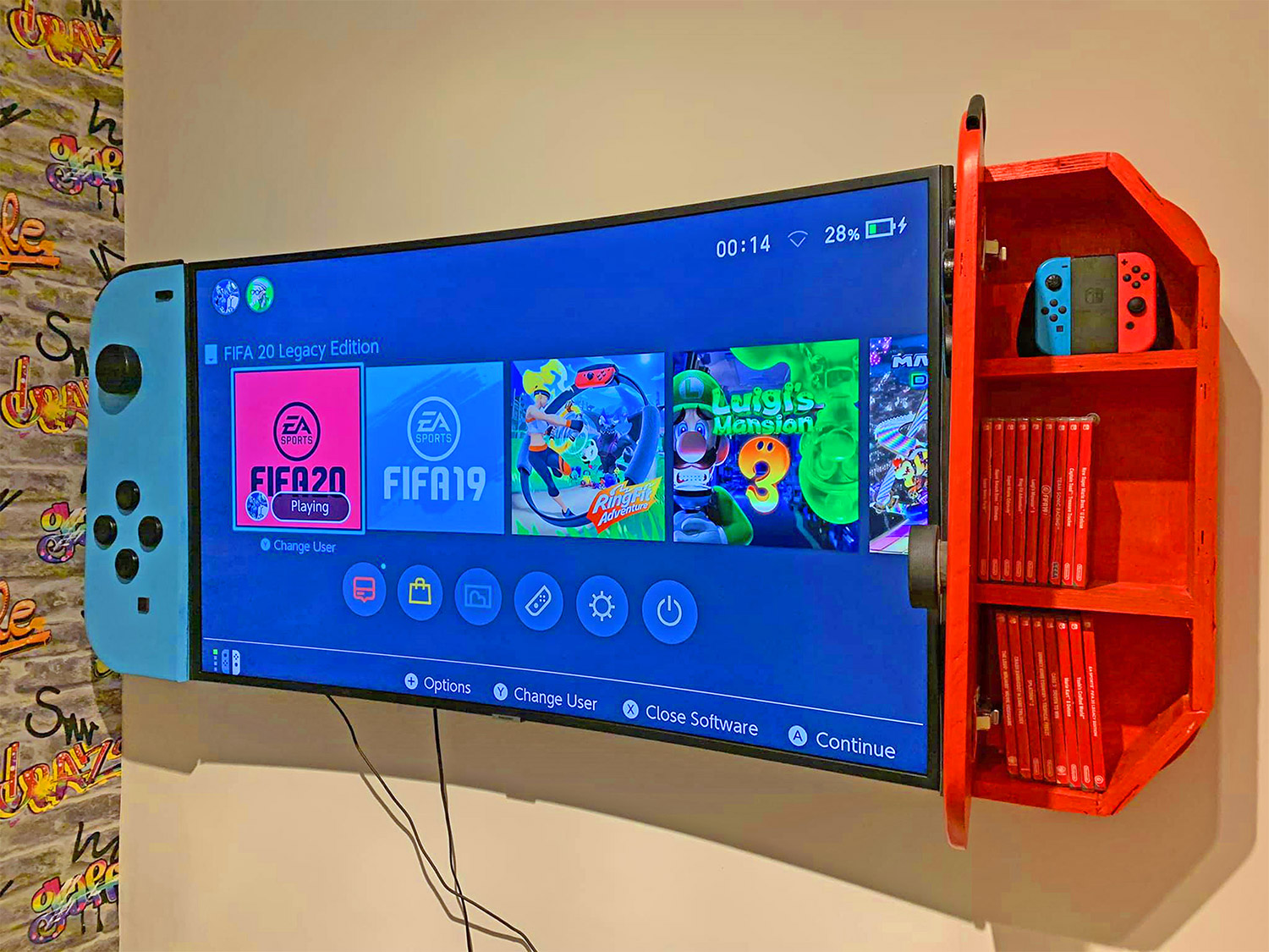 Wall-Mounted Cabinets Turn Your TV Into a Giant Nintendo Switch - Nintendo Switch TV Cabinets