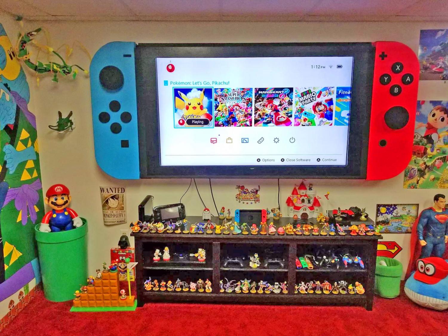 These Wall Mounted Cabinets Turn Your TV Into a Giant Nintendo Switch