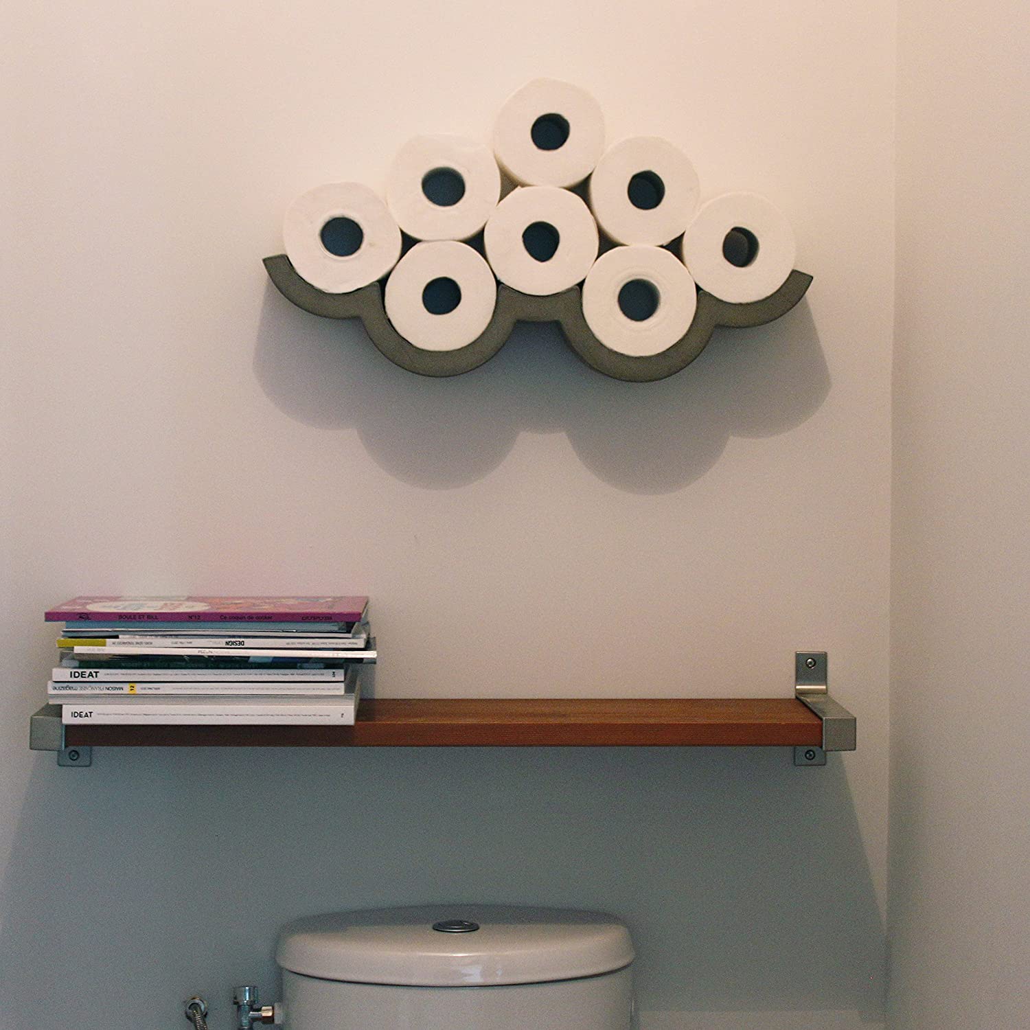 Cloud Shaped Toilet Paper Holder Made From Concrete