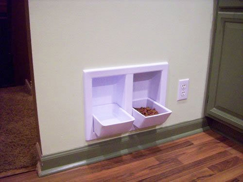 Wall mount outlet dog bowl