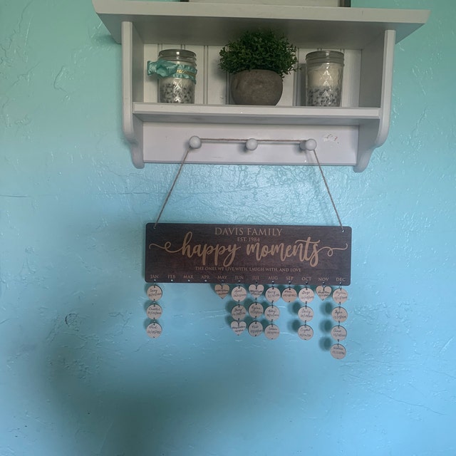 Wooden wall mounted family birthday calendar reminder personalized