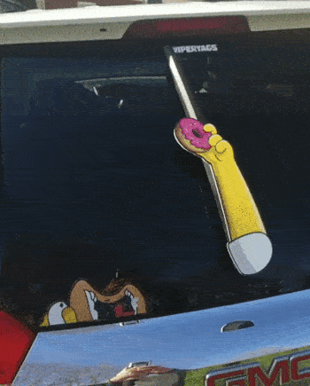 Homer Simpson eating a donut wiper blade attachment
