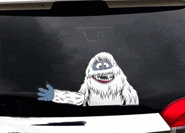 Abominable Snowman waving wiper blade attachment