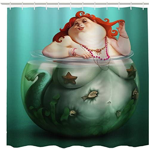 Fat mermaid shower curtain