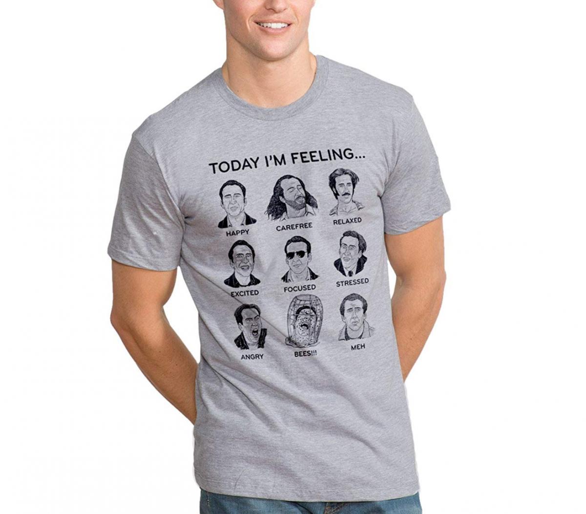 Nicolas Cage Face emotions t-shirt - Funny white elephant gift