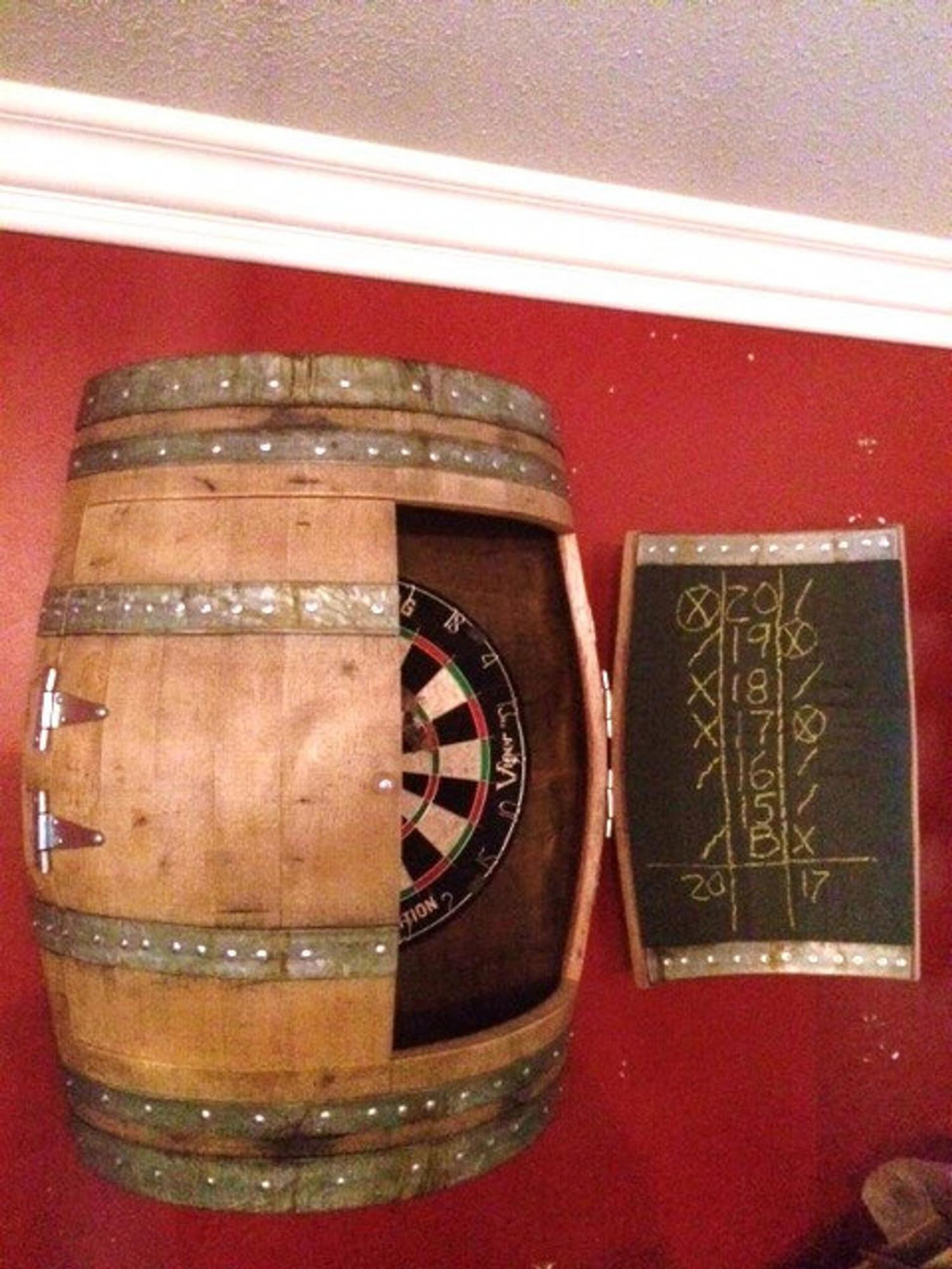 Wine Barrel Dartboard Cabinet