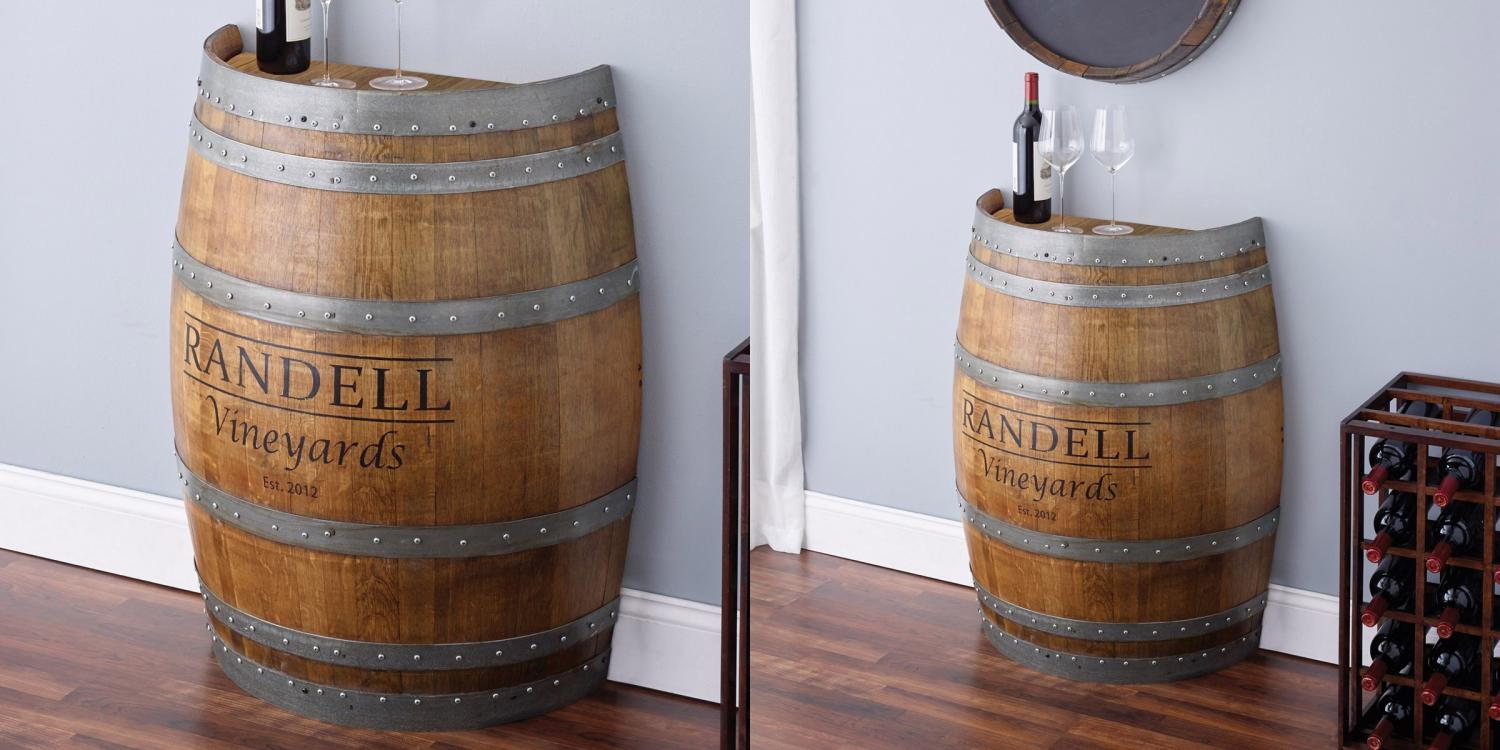 Half wine barrel table