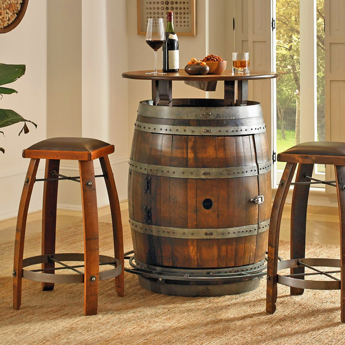 beer barrel table and chairs