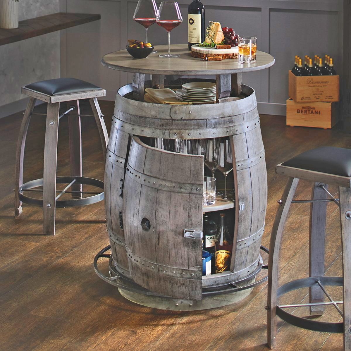 Ultimate Wine Barrel Table Has a Hidden Storage Inside
