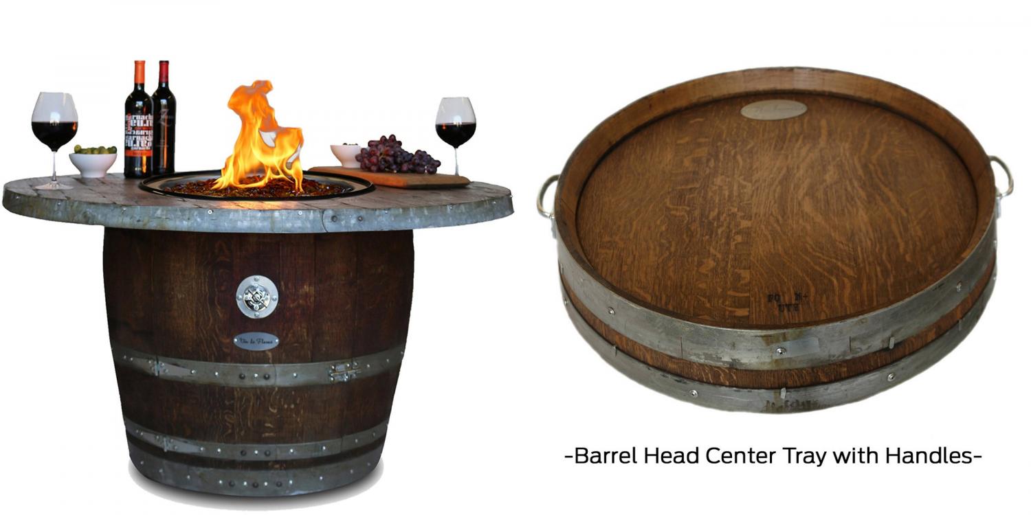 Wine barrel fire pit table