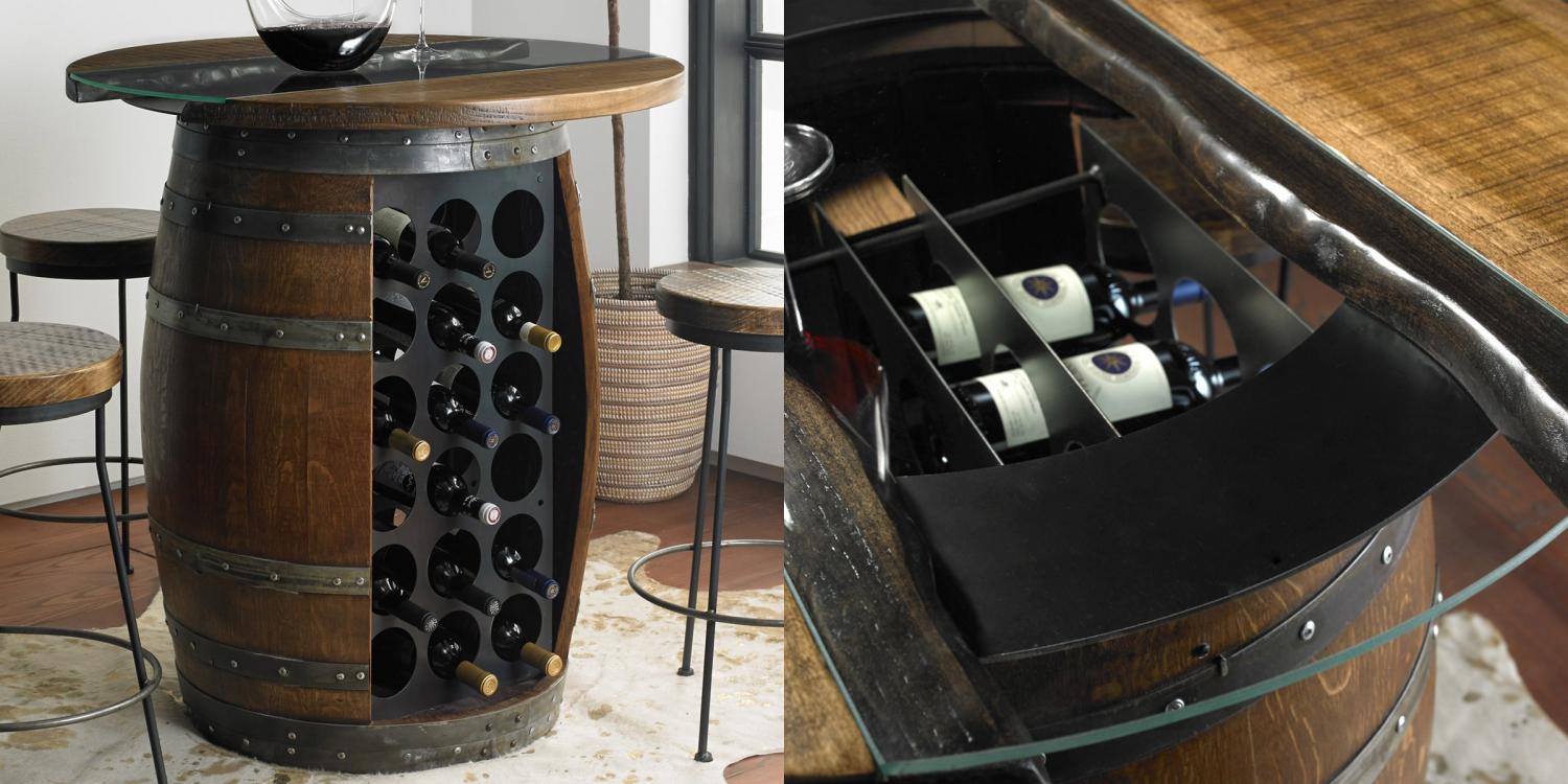 Wine rack wine barrel table