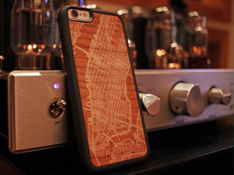 Wooden Map Engraved iPhone Phone Cases