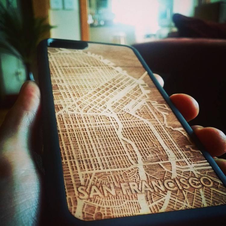 Wooden Map Engraved iPhone Phone Cases