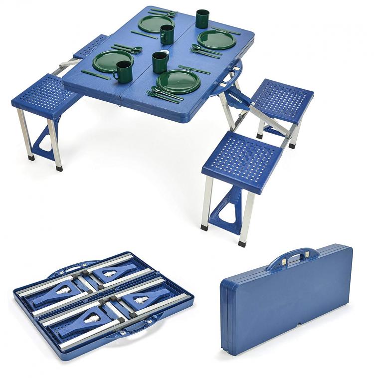 Super Portable Picnic Table Folds Down To a Briefcase For Easy Transport