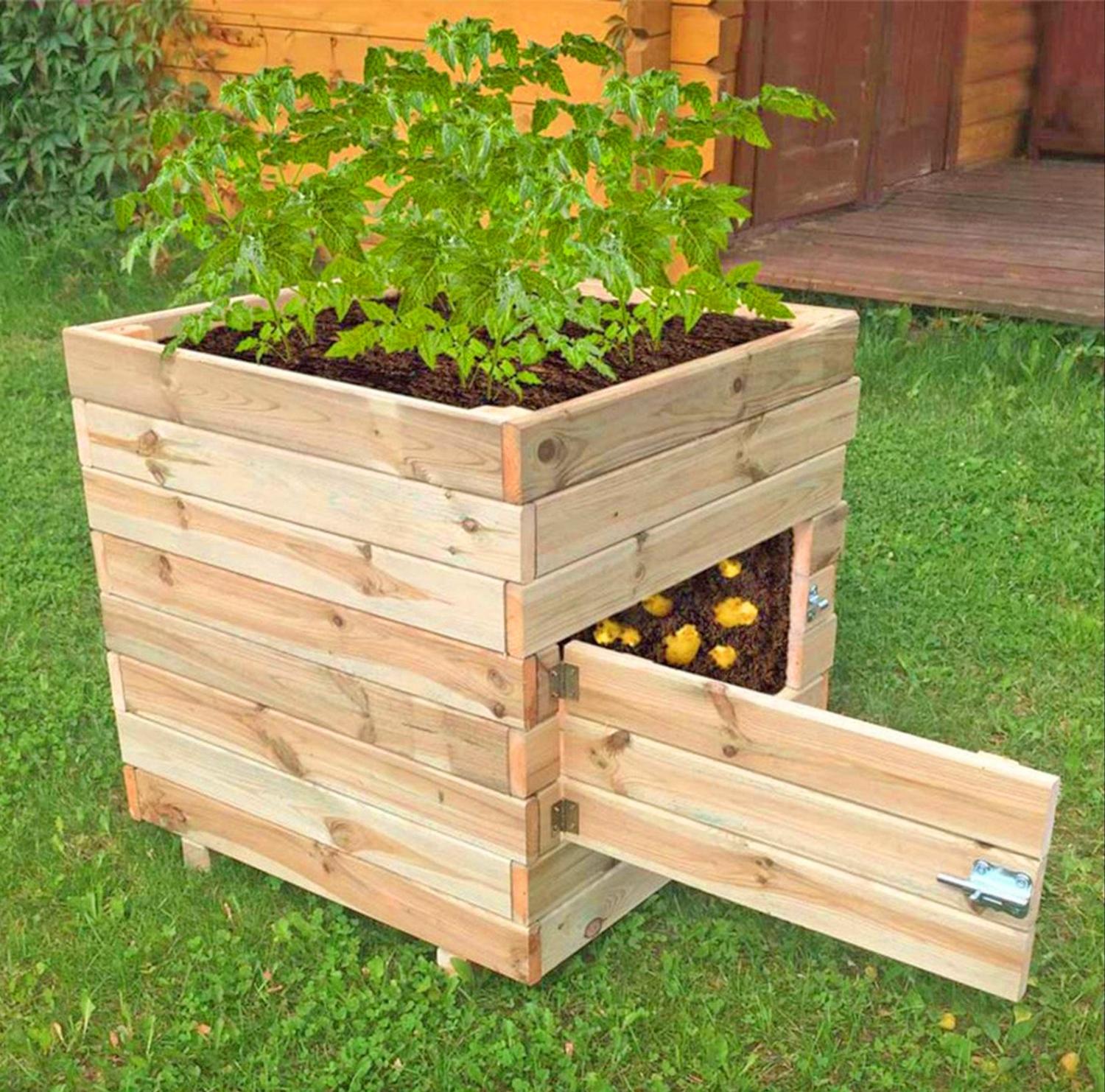 This Wooden Potato Planter Has a Door To Easily Access Your Home-Grown ...