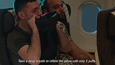 Unique Travel Pillow - Inflatable travel pillow - Pillow lean against pullout table to sleep on plane