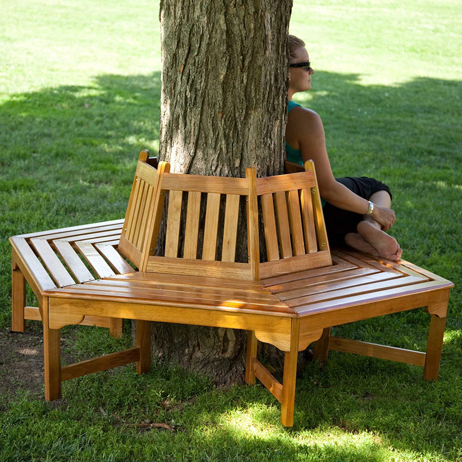 Wooden tree store bench