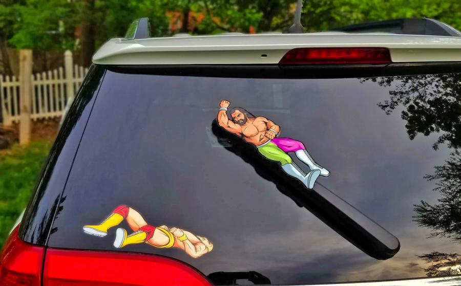 Wrestler Elbow Drop Rear Wiper Blade Attachment Decal